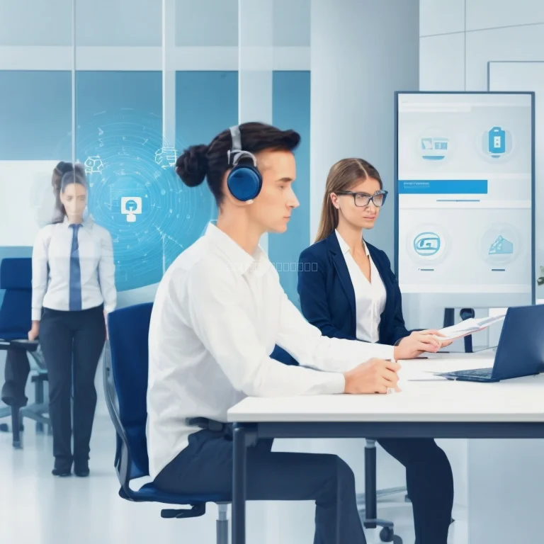 評価レポートを作成するスタッフの様子